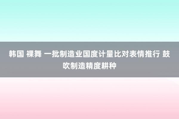 韩国 裸舞 一批制造业国度计量比对表情推行 鼓吹制造精度耕种