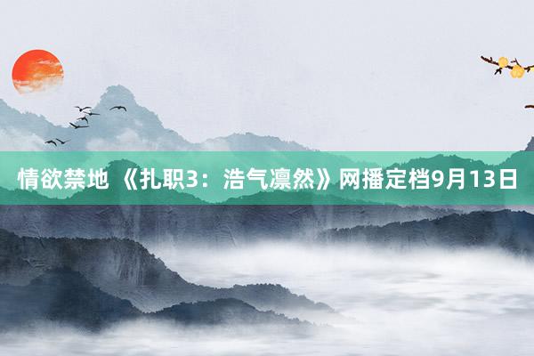 情欲禁地 《扎职3：浩气凛然》网播定档9月13日