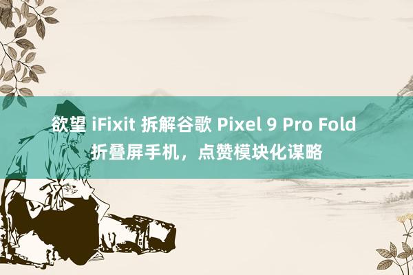 欲望 iFixit 拆解谷歌 Pixel 9 Pro Fold 折叠屏手机，点赞模块化谋略