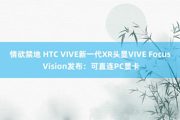 情欲禁地 HTC VIVE新一代XR头显VIVE Focus Vision发布：可直连PC显卡