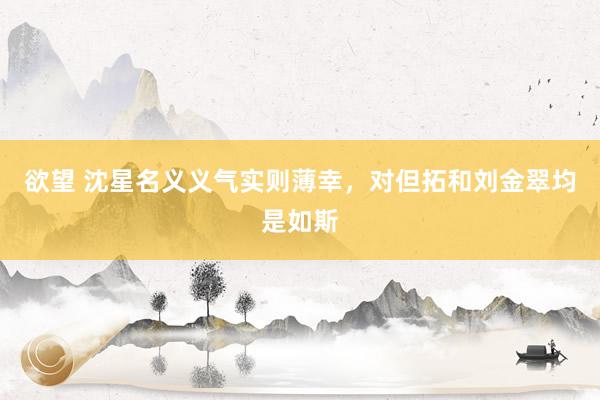 欲望 沈星名义义气实则薄幸，对但拓和刘金翠均是如斯