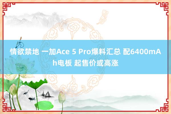 情欲禁地 一加Ace 5 Pro爆料汇总 配6400mAh电板 起售价或高涨