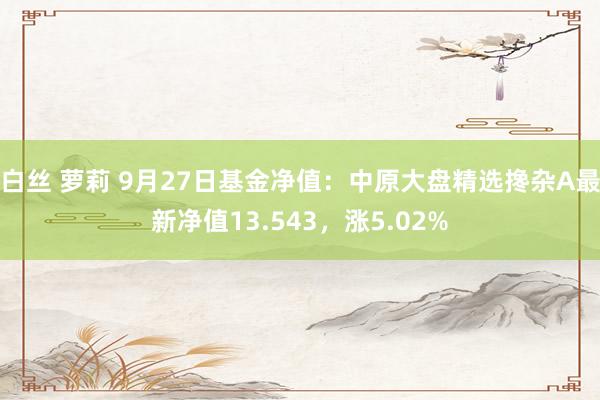 白丝 萝莉 9月27日基金净值：中原大盘精选搀杂A最新净值13.543，涨5.02%