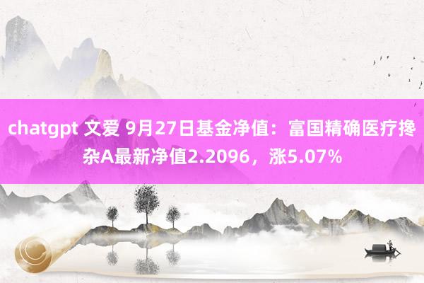 chatgpt 文爱 9月27日基金净值：富国精确医疗搀杂A最新净值2.2096，涨5.07%