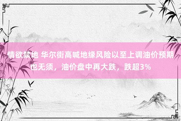 情欲禁地 华尔街高喊地缘风险以至上调油价预期也无须，油价盘中再大跌，跌超3%