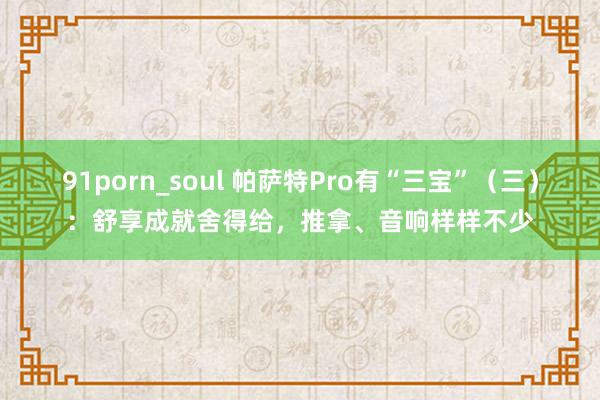 91porn_soul 帕萨特Pro有“三宝”（三）：舒享成就舍得给，推拿、音响样样不少