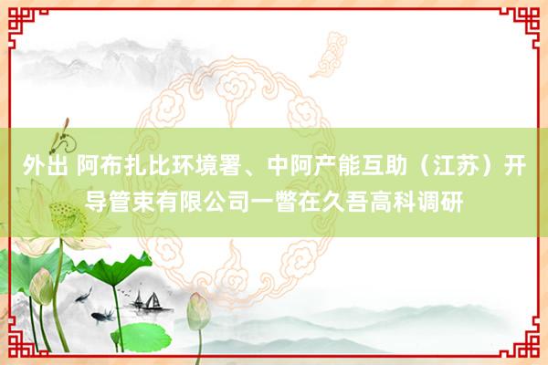 外出 阿布扎比环境署、中阿产能互助（江苏）开导管束有限公司一瞥在久吾高科调研