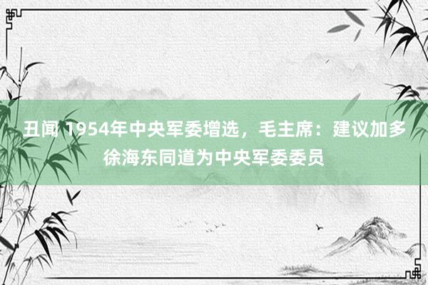 丑闻 1954年中央军委增选，毛主席：建议加多徐海东同道为中央军委委员