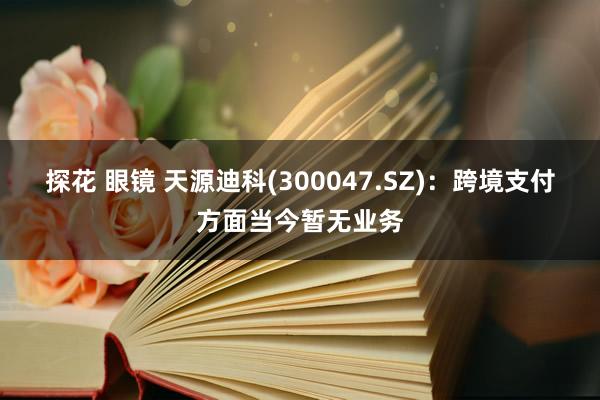 探花 眼镜 天源迪科(300047.SZ)：跨境支付方面当今暂无业务