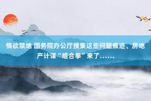 情欲禁地 国务院办公厅搜集这些问题痕迹、房地产计谋“组合拳”来了……