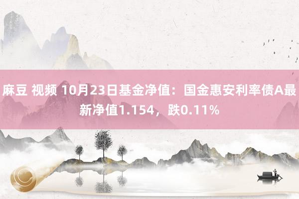 麻豆 视频 10月23日基金净值：国金惠安利率债A最新净值1.154，跌0.11%