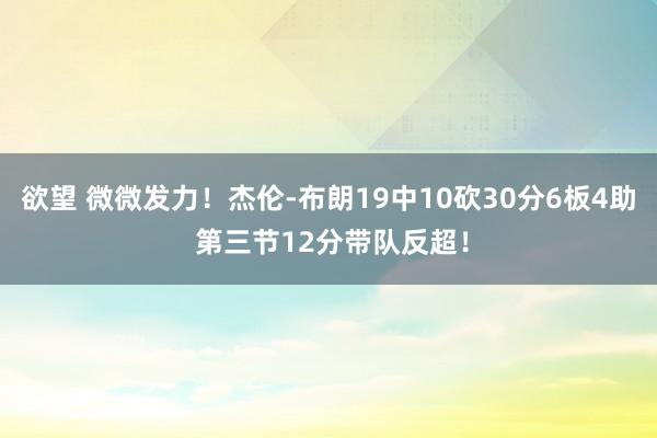 欲望 微微发力！杰伦-布朗19中10砍30分6板4助 第三节12分带队反超！