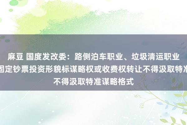 麻豆 国度发改委：路侧泊车职业、垃圾清运职业等不波及固定钞票投资形貌标谋略权或收费权转让不得汲取特准谋略格式