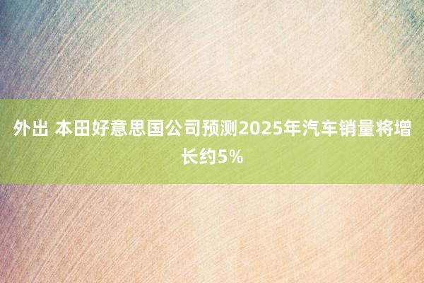 外出 本田好意思国公司预测2025年汽车销量将增长约5%